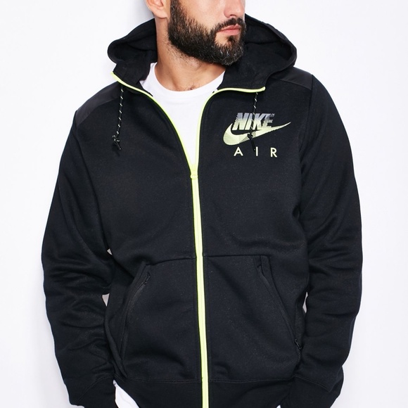 Nike Other - Nike Air Black Full Zip Fleece Lined Sweatshirt Hoodie Men's Size Medium